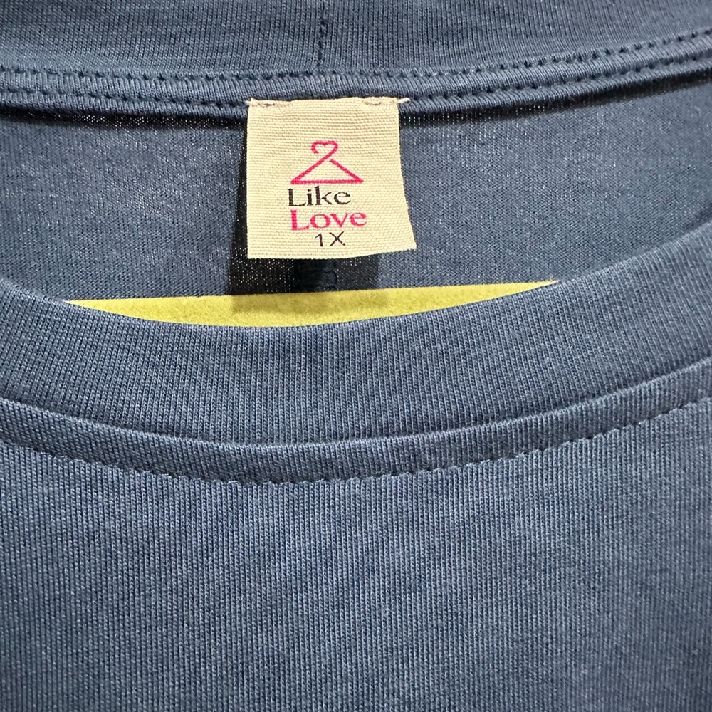 Sew In Love Navy Blue Short Sleeve Tee with Denim Pocket - Picture 2 of 5